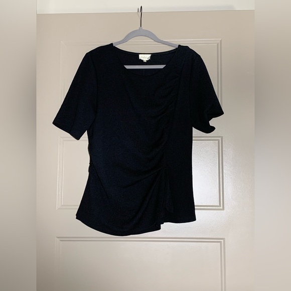 Anthropologie Tops - Black Ruched Stretch Top by Deletta for Anthropologie Size XL